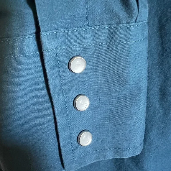 Men's Blue western snap button Dress Shirt - Picture 3 of 13